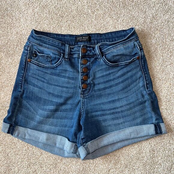 Judy Blue Pants - Judy Blue Button Fly High Waist Denim Shorts Size Large Stretch
